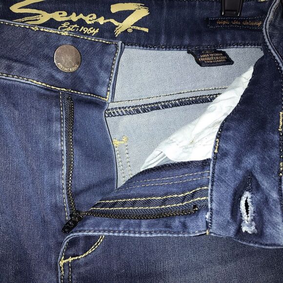 Seven7 Jeans Women's Size 6 High Rise Skinny Medium‎ Blue Wash  7 On Back Pocket - Picture 5 of 12
